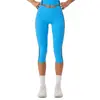 Calça de yoga 7/8 de cintura alta com listras laterais para mulheres, alta elasticidade, absorção de suor, sem costura, modeladora, para corrida, fitness, calça esportiva justa