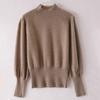 Camiseta básica de punto de cuello medio alto para mujer 2024 Otoño e Invierno Nuevo estilo Manga farol Estilo occidental Punto interior Top de cuello medio