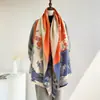 Estilo Nuevo Otoño e Invierno Yiwangjiang Bufanda de Imitación Cachemir Engrosada Cálida Bufanda con Borlas Elegante y a la Moda Chal de Peonías