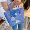Hd5212A06 Bolsa de Mão Tecida Azul Denim Cesta de Rattan Bolsa de Compras Bolsa Tote Casual Bolsa para o Trabalho
