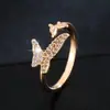 Anillo Abierto de Mariposa con Circonita Cúbica de Lujo Ligero Venta Caliente Transfronteriza Sentido de Diseño de Nicho Anillo para Dedo de Temperamento Versátil de Gama Alta