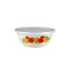 Recipiente de esmalte, Bol de ensalada de esmalte engrosado, Recipiente de esmalte para refrigerador doméstico con tapa, Bol con borde, Bol para sopa, Fiambrera