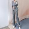 Moda Outono 2025 Estilo Coreano Jaqueta de Terno de Acetato + Colete + Calças Drapeadas de Perna Reta Terno de Três Peças Calças 007