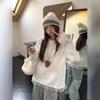 Playera Casual de Encaje Blanco de Manga Larga Otoño 2024 Nueva Casual Holgada Cálida para Mujer