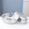 Cesta de acero inoxidable espesada y profundizada con agujeros densos, doble asa, aro único, con pies, juego de 6 piezas, juego de 9 piezas, personalizable, borde alto, pie alto, chapado en oro