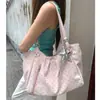 Bolsa de ombro com poá estilo coreano para mulheres, bolsa tote de grande capacidade para o dia a dia, bolsa para estudantes, bolsa de antebraço
