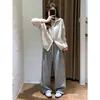 Zedai Jia Yi Ropa de Blogger Estilo Coreano Otoño e Invierno Versátil Canalé Doble Cremallera Solapa Suéter de Punto Chaqueta Cardigan para Mujer