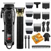 Conjunto de Aparador de Pelos Multifuncional Elétrico, Aparador de Cabelo Masculino, Lâmina em T, Aparador de Cabelo Sem Fio com Display LED