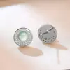 Aretes Pequeños Redondos de Jade Azul Agua Grado A Natural para Mujer con Aguja de Plata 925 Chapada Nuevo Estilo Chino Nicho Temperamento Adornos de Oreja de Jade
