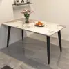 Mesa de comedor de mármol estilo nórdico, un juego de mesa y sillas de comedor para uso doméstico, con un diseño simple, moderno y lujoso, adecuado para apartamentos pequeños, con tablero rectangular