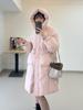 Abrigo largo de plumón de alta gama con cinturón para mujer, Moda de Invierno 2026, Diseño con capucha, Chaqueta engrosada de plumón de pato blanco hasta la rodilla