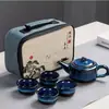 Junyao Cerámica Cepillada Juego de Té Kung Fu al Aire Libre Portátil Caja de Regalo de Viaje Personalizada Negocios Preparación de Té Pequeño Regalo