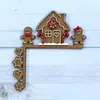 Esquina de Marco de Puerta de Navidad Decoración de Porche Decorativa de Madera Marco de Madera Pegatina Decorativa de Pared para Esquina de Pared de Puerta del Hogar