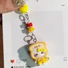 Cadena para Teléfono de Gato Tostada de Dibujos Animados 3D Colgante Lindo Ins Corazón Dulce con Cuentas Regalo para Mejor Amiga y Compañeros de Clase