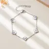 Pulseira e Colar de Aço Titânio com Trevo de Quatro Folhas a Laser, Estilo Minimalista, Tendência, Acessórios da Moda e Versáteis