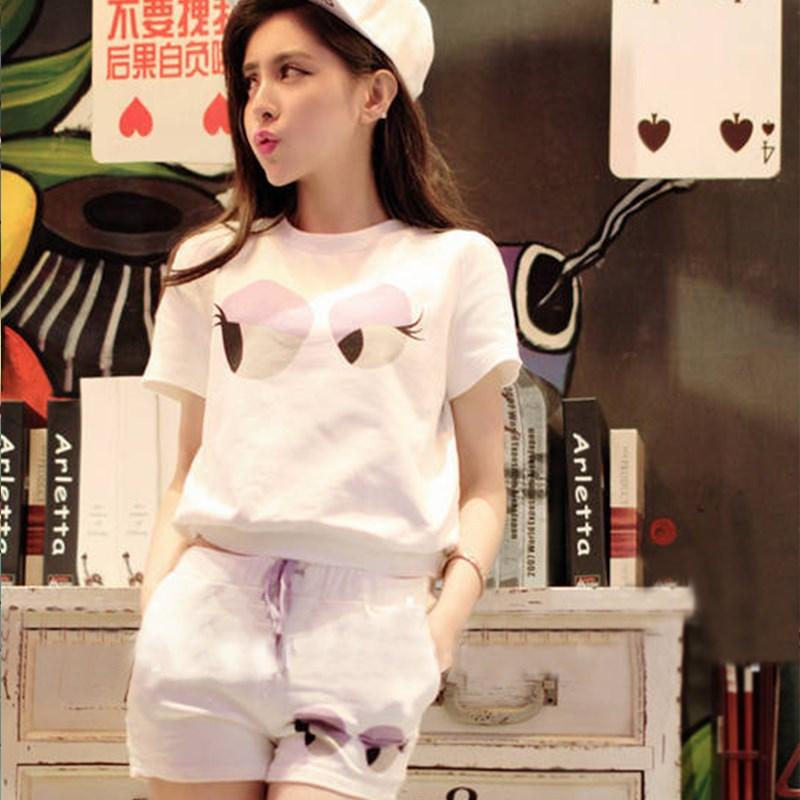 雅露美妮尔 睫毛眼睛短袖 L 牛奶丝