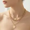 Europa y Estados Unidos Collar de Colgante Redondo Apilado Multicapa Transfronterizo para Mujer ins Viento Frío Ojo del Diablo Cuelga Cadena para Clavícula