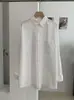 KEKEZOON Cor Doce Versátil Estilo Coreano Simples Gola Reversível Mangas Longas Comprimento Médio Camisa Feminina 8516