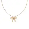 Collar con Colgante de Lazo de Perla Transfronterizo Europeo y Americano Malt Acero Inoxidable Acero de Titanio Cadena para Clavícula que No se Desvanece