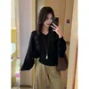 Camisa de Manga Murciélago con Cuello en V de Manga Larga para Mujer Otoño Temprano Estilo Coreano Cintura Ceñida Adelgazante 2026 Nueva Versátil Moda