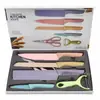 Conjunto de Facas Personalizado de Palha de Trigo, Conjunto de Facas de Aço Inoxidável, Conjunto de Seis Peças de Facas de Cozinha de Palha de Trigo em Caixa de Presente