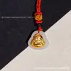 Oro Puro 999 Oro Incrustado con Jade Blanco Imitación Bolsa de Suerte Pixiu Colgante Cuerda Trenzada de Dibujos Animados Creativa Adorno Colgante Regalo Personalizado Venta al por Mayor