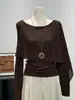 Otoño/Invierno 2026 Nuevo Suéter de Punto de Alta Gama Capa Chal con Top Simple de Manga Larga Conjunto de Dos Piezas de Punto Ropa para Mujer