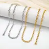 Conjunto de Colar e Pulseira em Aço Titânio Banhado a Ouro Estilo Europeu e Americano, Corrente de Clavícula Simples e Versátil, Acessórios de Moda Unissex