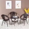 Conjunto de Mesa e Cadeiras para Varanda Externa, Conjunto de Três Peças de Cadeira de Rattan, Mesa Pequena, Mesa de Centro, Cadeira de Lazer com Encosto, Cadeira para Pátio Externo
