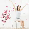 Ay6008 Adesivo de Parede Flor de Pessegueiro Rosa Borboletas Voando Sala de Estar Parede de Fundo da TV Decoração Mural Adesivo de Parede Removível