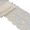 Ribete de encaje bordado soluble en agua de algodón color blanco roto de 14 cm de ancho, accesorio decorativo para vestidos de niños y faldas Hanfu