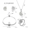 Collar para Mujer Estilo Coreano y Japonés Collar de Circonita de Flor Giratoria Transfronterizo Nicho Ins Aretes Set de Moda Cadena Clavicular