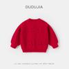 Suéter de Ano Novo da Menina Doodle Inverno Vermelho Festivo Suéter de Tricô Infantil Roupa de Inverno Roupa de Ano Novo da Bebê Roupa Infantil