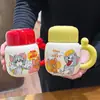 Taza de Agua Cerámica Tom y Jerry Taza de Chica Linda Taza para Oficinista Oficina Taza de Café de Aspecto Elegante