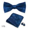 Conjunto de tres piezas de corbata y pañuelo de bolsillo para hombre, de poliéster, con estampado para banquetes, bodas, camisas, lazos y cuello con flores