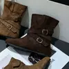 Botas de tornozelo retrô com aumento interno de 5 cm, coleção outono/inverno 2026, acabamento fosco, botas de moda versáteis, marrom