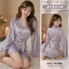 Flor Amor Mar Gelo Seda Sexy Estilo Puro Desejo Pijama Feminino Estilo Japonês Cor Sólida Camisola Roupas de Casa Sem Alça A007W