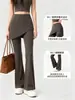 Pantalones de Yoga Acampanados para Mujer, Falso Dos Piezas con Levantamiento de Glúteos y Control de Abdomen, Cintura Alta, Caída Suelta, Pantalones de Pierna Ancha Ligeramente Acampanados
