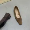 Zapatos Individuales de Cuadrado Bajo Retro Francés de Tacón Bajo para Mujer 2026 Otoño Nuevos Mocasines de Gamuza para el Trabajo Zapatos de Mujer