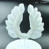 Decoração de bolo de asas de pena de anjo, lindo cartão de bolo de aniversário, acessórios de encaixe para mesa de sobremesas de festa de casamento