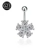 Europeu e Americano Mais Vendido G23 Titânio Flor Simples Piercing de Umbigo F136 Liga de Titânio Piercing de Umbigo Perfurado Unha de Umbigo