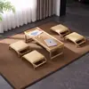 Mesa de Café Pequeña de Ventana Abuhardillada Estilo Japonés, Mesa Tatami, Mesa Baja Simple Inspirada en Zen, Mesa Pequeña de Uso Doméstico para Balcón, Juego de Mesa y Sillas para Casa de Huéspedes