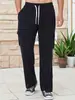 Otoño 2025 Pantalones Casuales Transfronterizos de Pana para Hombre Pantalones Casuales Transpirables de Pierna Ancha Multibolsillos Rectos