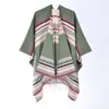 Chal de Punto Rayado con Borlas Engrosado para Otoño e Invierno, Chal Bufanda Cálida con Borlas, Accesorio Cálido de Moda Jacquard Rayado