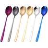 Cuchara Personalizada de Acero Inoxidable 304 Cuchara de Café Recubierta de Titanio Cuchara de Mango Largo Estilo Coreano para Adultos Cuchara para Comida Principal del Hogar Cuchara Cuchara