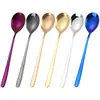 Colher Personalizada de Aço Inoxidável 304 Colher de Café Colher com Cabo Longo Banhada a Titânio Colher Estilo Coreano para Adultos Colher para Alimentação Principal Doméstica Colher Colher