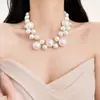Colar de pérolas exageradas elegantes estilo francês, leve, luxuoso, design feminino, vestido, corrente de clavícula, acessórios para combinar