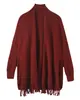 Estilo de lujo ligero transfronterizo tejido 100% lana pura con mangas abrigo engrosado estilo perezoso holgado capa chal grande