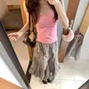 Camisola retro de lunares rosas sin mangas estilo coreano para mujer, top casual versátil de verano ajustado con un diseño elegante