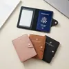 Portapasaportes de cuero con hebilla de avión dorada transfronteriza, protector de pasaporte engrosado, estuche para documentos y pasaporte de cuero PU
